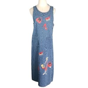 Vtg Beverlys Denim Jumper Overall Maxi Dress Shopping Theme Grandmacore Cottage